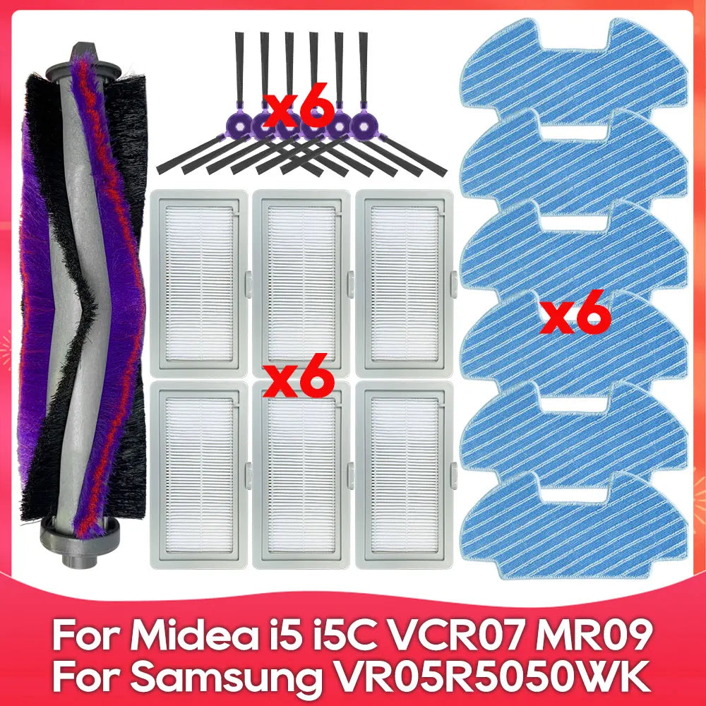 Compatible For ( Midea i5, i5C, VCR10W, VCR07, VCR08, MR09, Samsung VR05R5050WK ) Brush Filter Mop Dust Box Water Tank Accessory