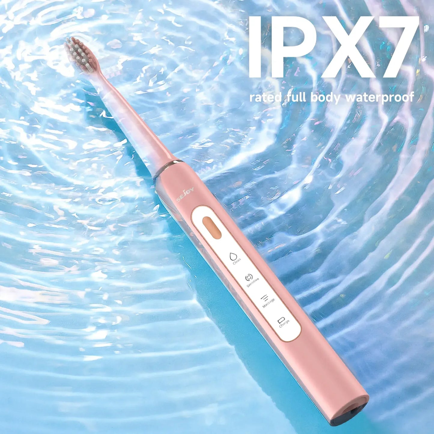 SEJOY Electric Sonic Tooth Brush for Adult USB Rechargeable Electric Toothbrush Washable with 7 pcs Replacement Heads