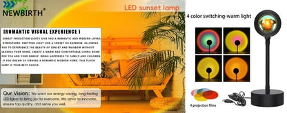 Sunset Lamp Projection Led Lights with Remote 16 Colors Night Light 360° Rotation Rainbow Lights 4 Modes Setting for Photograph