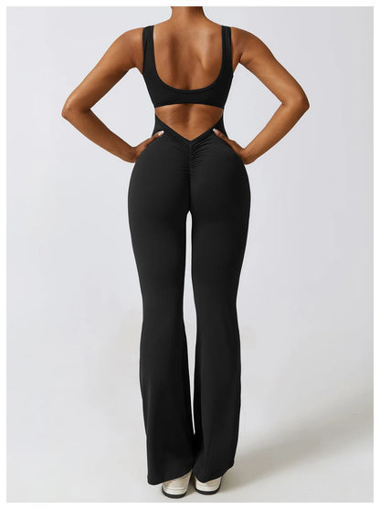 Women's Sexy Yoga Jumpsuit - One Piece Workout Tracksuit with Push Up Support