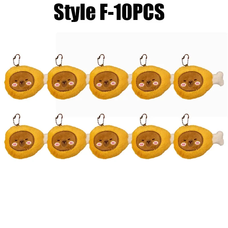 Cartoon Capybara Pendant Decoration Soft Plush Bread Key Chain Plush Stuffed Croissant Food Plush Keychain Hanging Accessory