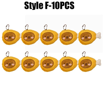Cartoon Capybara Pendant Decoration Soft Plush Bread Key Chain Plush Stuffed Croissant Food Plush Keychain Hanging Accessory