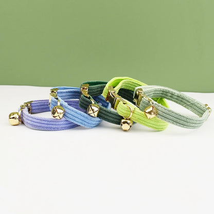 Personalized Corduroy Cat Collar with Engraved Name Plate, Bell & Bow Tie - Custom Breakaway Safety Collar