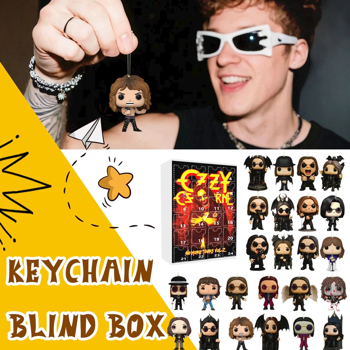 1/2PCS Ozzy Osbourne Rocking Advent Calendar 2D Acrylic Rocky Countdown Calendar Mini Rock Godfather Ornaments Backpack Pendant