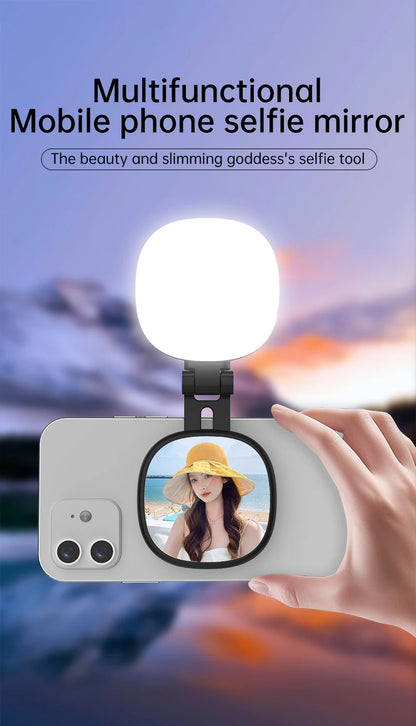 Magnetic Multi-functional Mobile phone Selfie mirror Mini Fill light dual-colour adjustable reversible fill light bracket