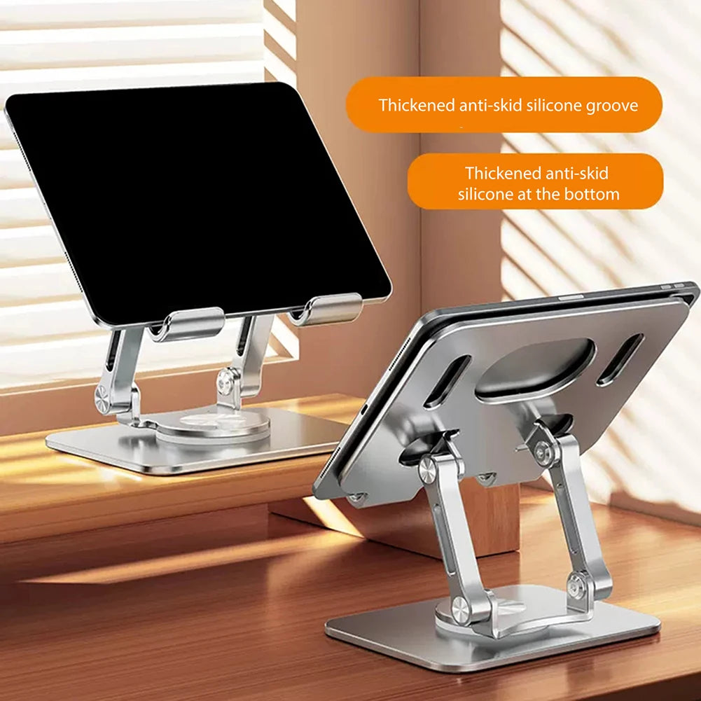 Foldable Bracket Stand 360 Degree Rotating Hollowed Tablet Holder Anti Slip Tablet Holder Desk Height Adjustable for 4.7-12 Inch