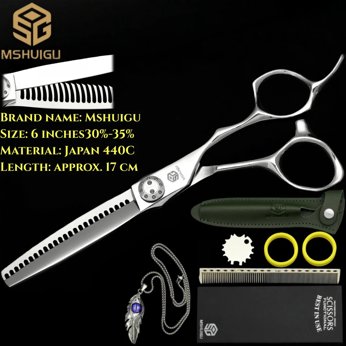 MSHUIGU professional barber Small size scissors 440C 5-5.5-6inch Multifunctional thinning shears Salon Tool Accessories