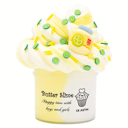 2.37oz Fluffy Two-Tone Butter Slime Super Soft Clay Stretchy Non-sticky Party Favors Slime Charms Toys Education Birthday Gifts