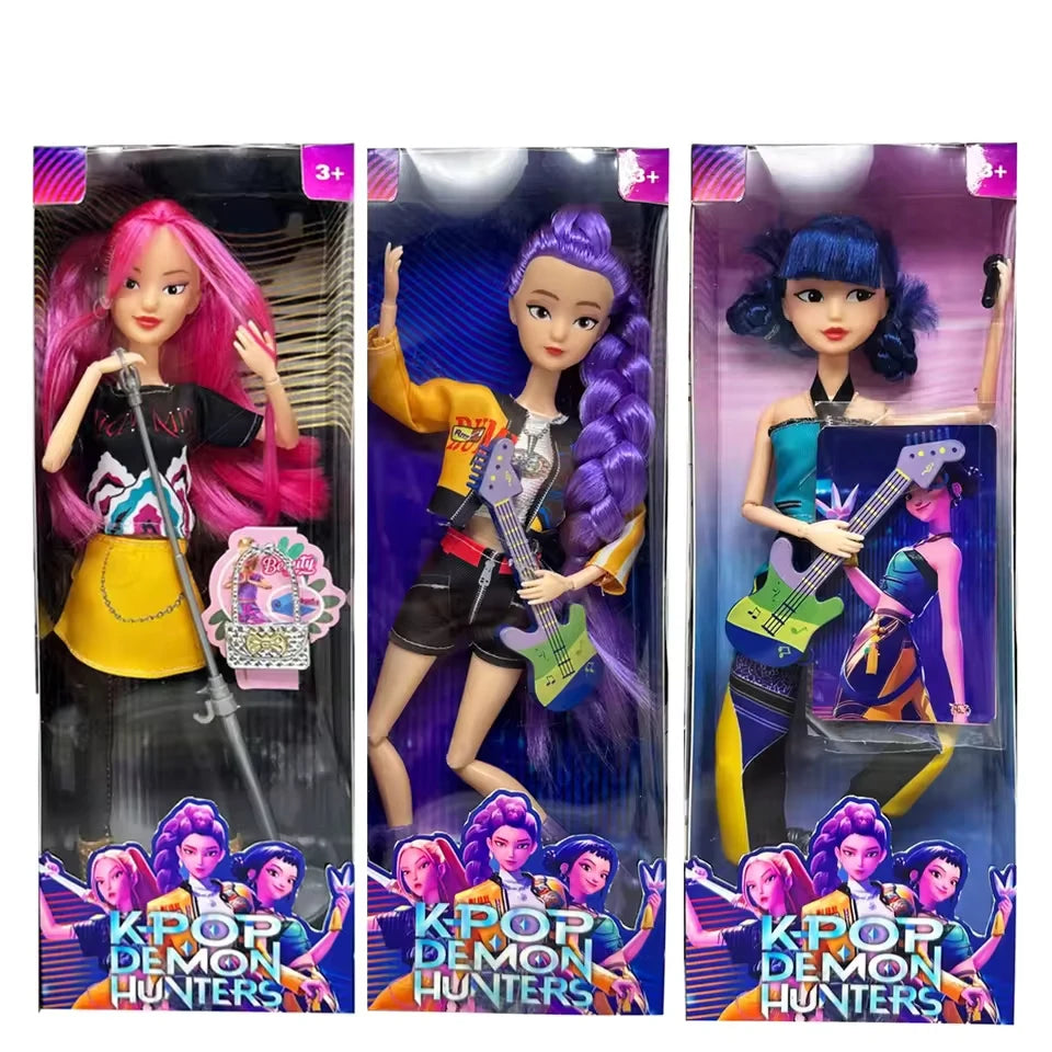 2025 NEW Kpop Demon Hunters Action Figure Vinyl Doll Toy Kawaii Huntrix Anime Figures Rumi Mira Zoey For Children Christmas Gift