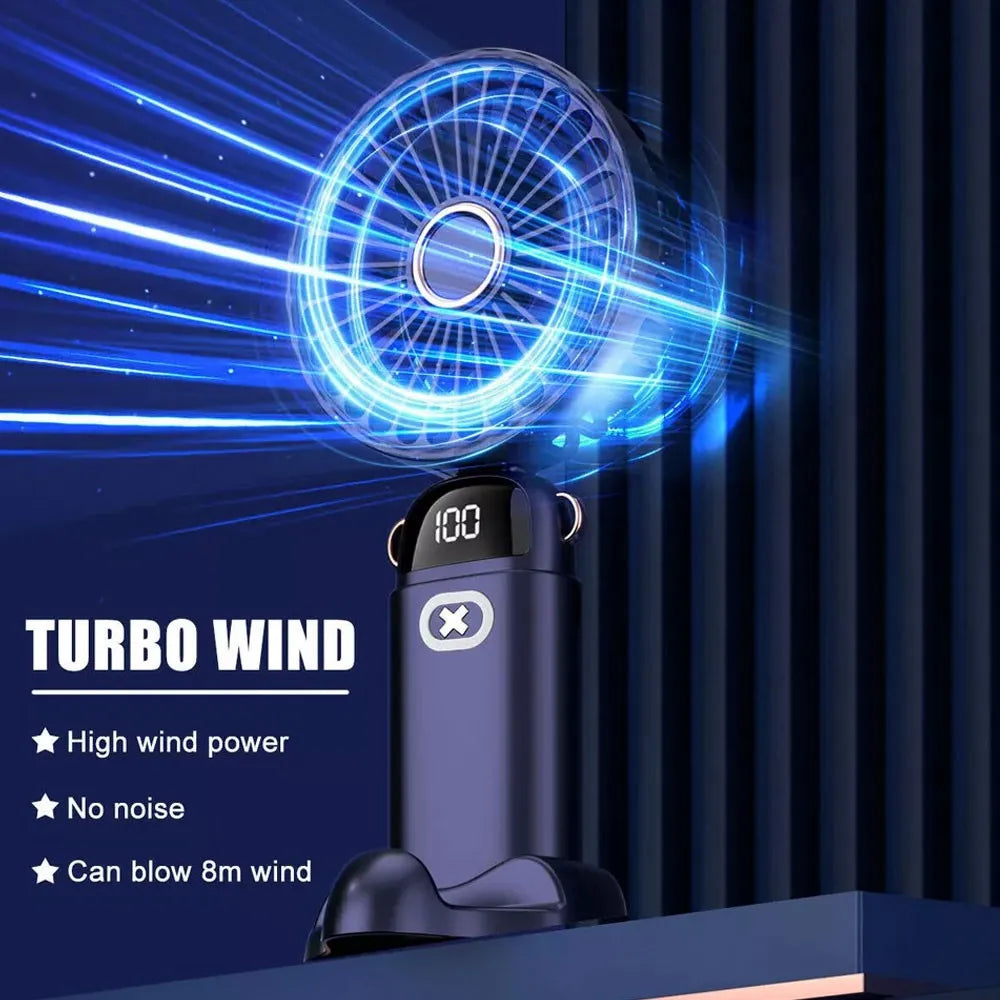 1/2 PCS 3-in-1 1800mAh Foldable USB Fan with Phone Holder - Portable Handheld & Desk Cooler w/ 360° Cooling