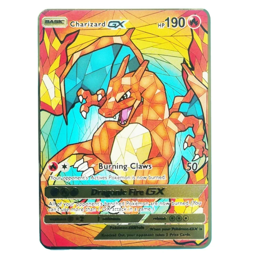 Pokémon 32er-Karten Goldmetall-Pokémon-Karten Englisch Harte Eisenkarten Mewtu Pikachu Gx Glurak Vmax Paket Spielkollektion