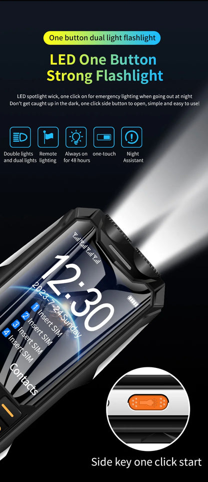Q9 GSM 2G Network Mobile Phone 4 SIM Cards Rugged Bar Cellphone 3.5Inch HD Display Big Battery Loud Voice For Elderly