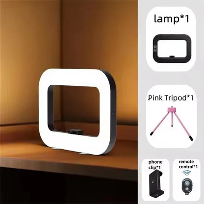 FANGTUOSI New Handheld Ring LED Rechargeable Fill light Portable Mobile Phone Live Photography Desktop Rabbit Cage Selfie Light