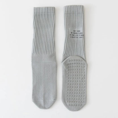 Yoga Socks Indoor Cotton Mid-tube Bottom Professional Non-slip Silicone Fitness Socks gym Floor Socks Dance Pilates Sports Socks