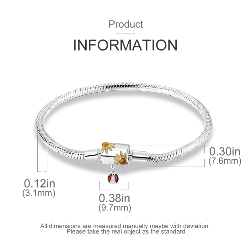 925 Sterling Silver Charm Bracelet - Leaf, Clover, Butterfly & Heart Design | 17-20cm Adjustable