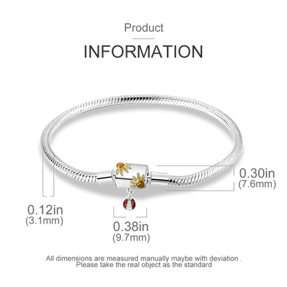 925 Sterling Silver Charm Bracelet - Leaf, Clover, Butterfly & Heart Design | 17-20cm Adjustable