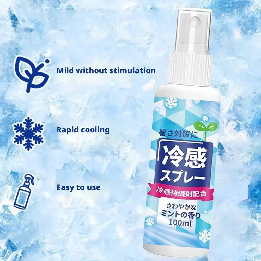 100ml Summer Cooling Spray Portable Ice Feeling Clothing Training Relief Long-lasting Hydrating Cool Spray For Face& Body Bottle