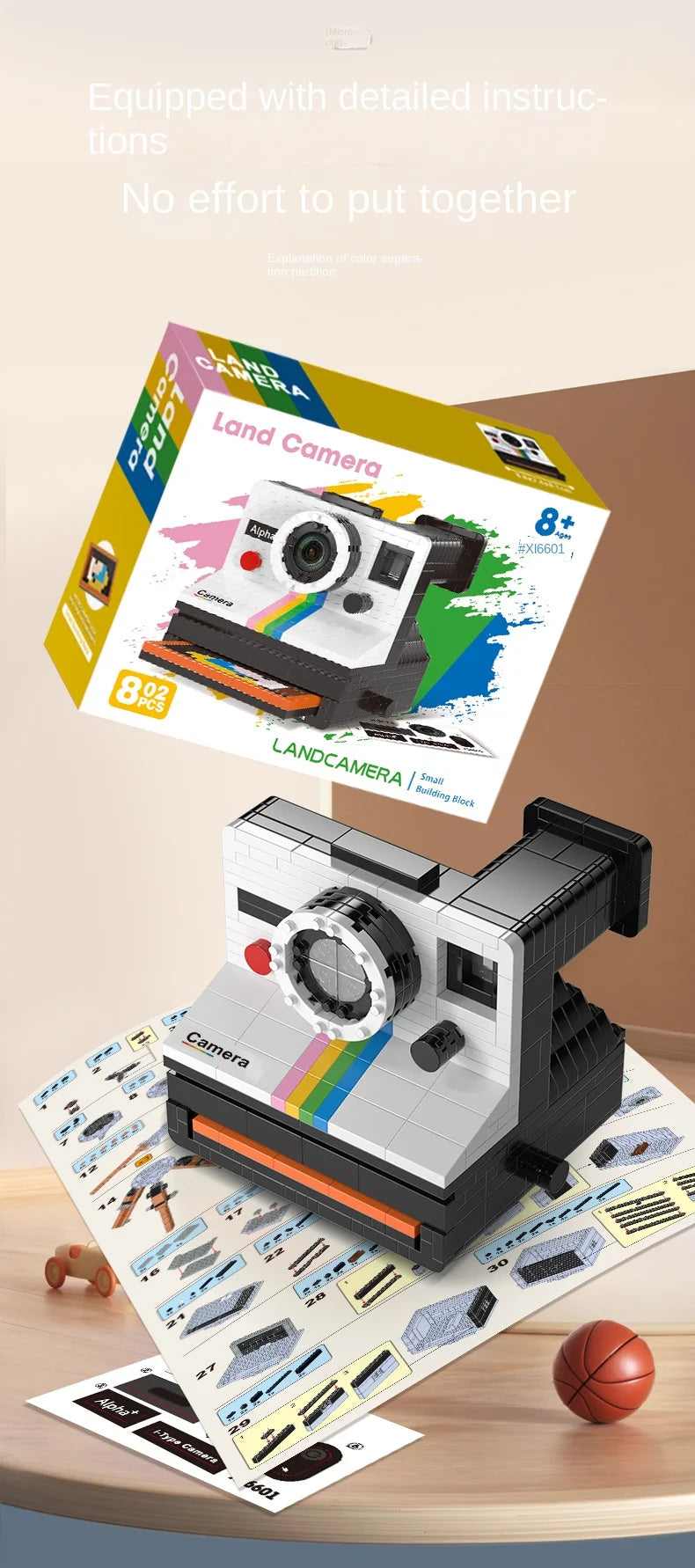 Vintage Model Mini Building Block 802pcs  Retro Camera Adults Collection Ornaments IDEAS Series Toys Girl Birthday Gifts