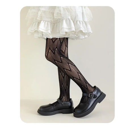 Thin Breathable Baby Girl Tights Kids Dance Stocking Sock Children School Student Uniform Tights Princess Wave Lace Pantyhose