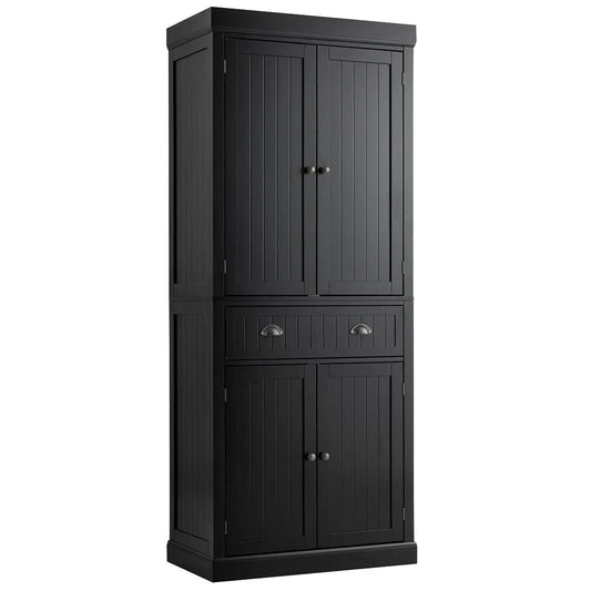 GOFLAME Wood Tall Storage Cabinet 2 Doors Display Organizer Freestanding Pantry Cupboard