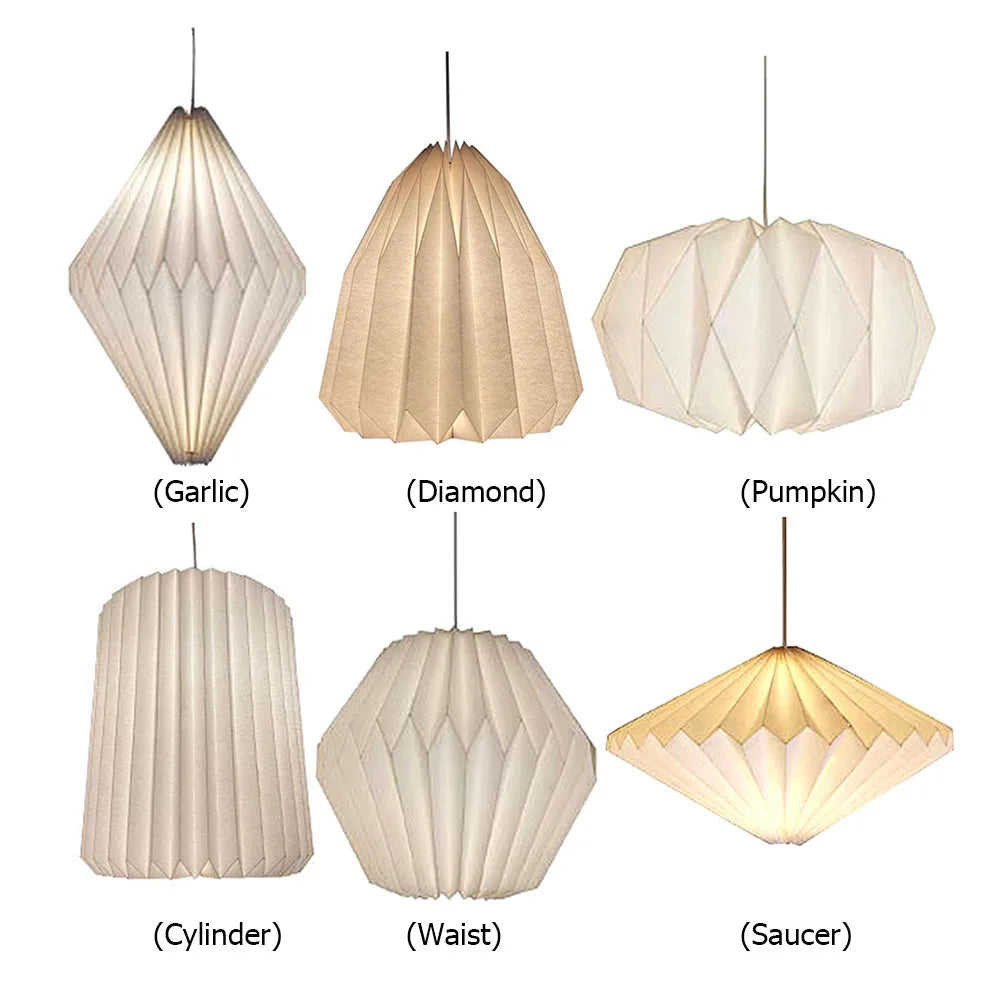 Nordic Creative Paper Origami Lantern Shade Foldable Hanging Pendant Light Art Decor for Living Room Bedroom Dining Room Decor