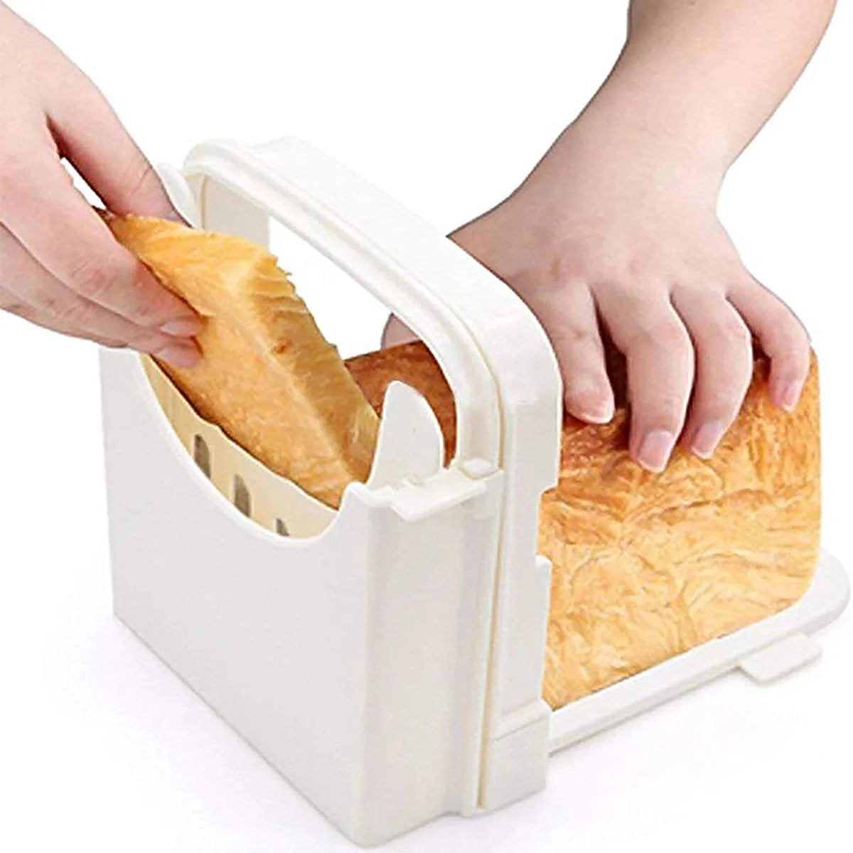 Bread Slicer Adjustable Toast Loaf Slicing Machine Foldable Plastic Bread Cutting Guide Tools For Homemade Bread Kitchen Baking