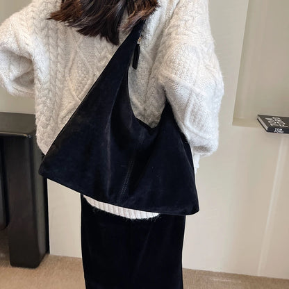 Hobo Bag PU Leather Large Capacity Shoulder Bag for Women with Zipper Handbag Solid Slouchy Bag Commuter Travel Bag