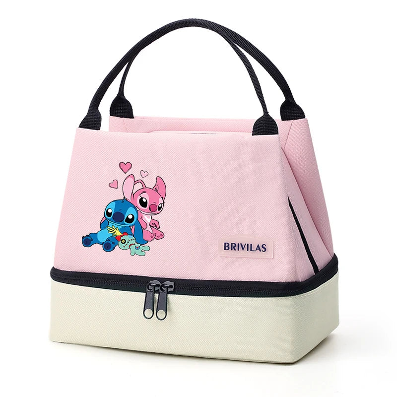 Isolierte Lunchtasche von Stitch, tragbare Aufbewahrungstasche für Lunchboxen, faltbare, isolierte Kühltasche, ideal für Büro, Schule und Picknick