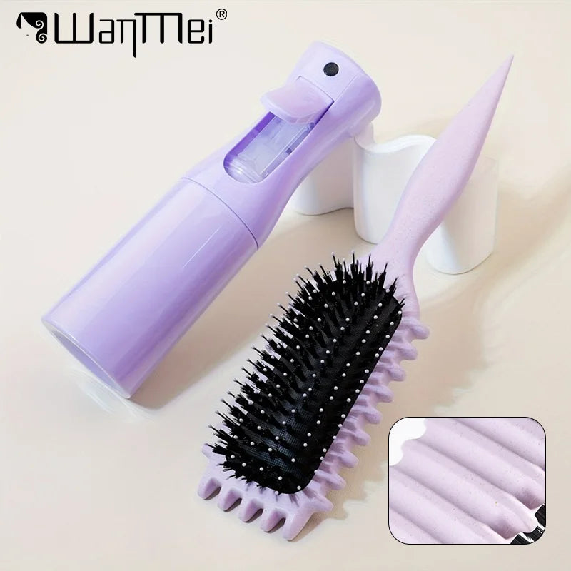 1/2pcs Hair Beauty Set Detangling Candy Brush with Continuous Spray Bottle Soft Curly Hair Care Brush Kit Salon Styling Tools