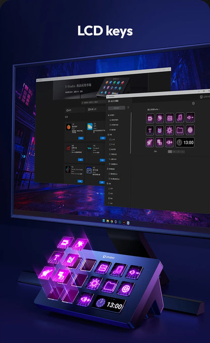 Ulanzi D200 Stream Deck Keyboard 13 LCD Keys All Customizable for Gaming Boardcast Livestreaming Office Content Creation YouTube