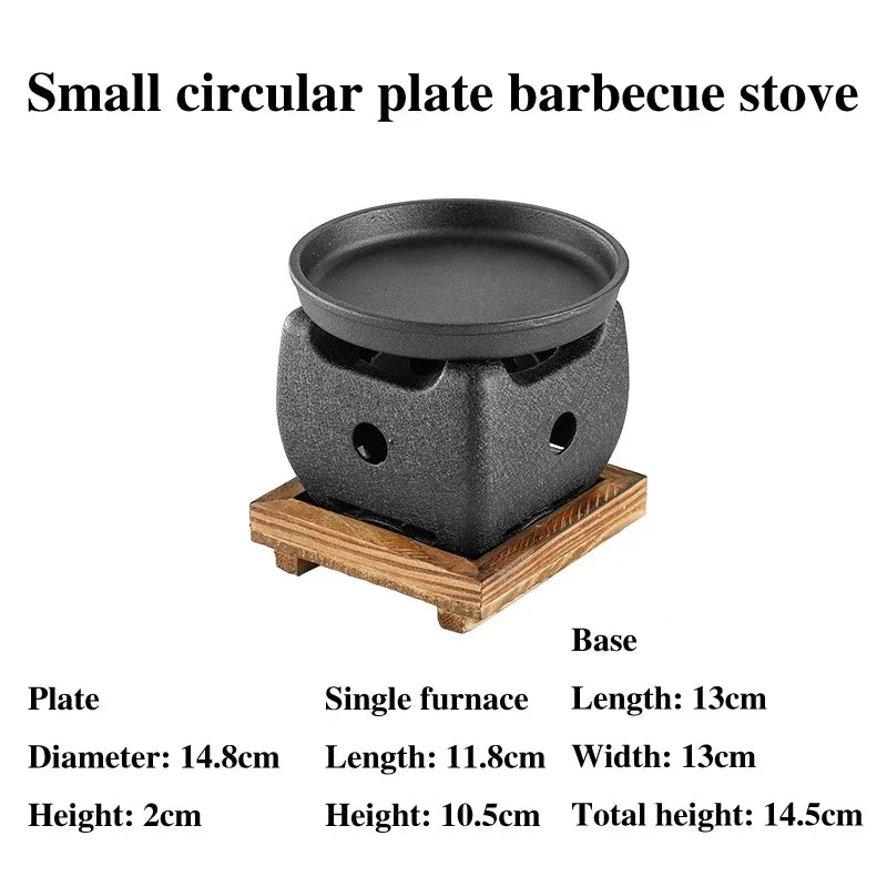 Aluminum alloy tea cooker Small oven Korean style cast iron barbecue dish portable grill korean bbq Japanese charcoal grill