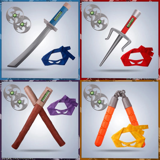 Children Cosplay Ninja Mask Weapon Knife Nunchakus Fork Darts Knife and Knife Can Wear Anime Dress Parties Turtles Costumes