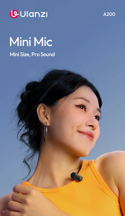 Ulanzi A200 Mini Mic 48kHz/24bit 75dB for Smartphone Camera Livestreaming Street Interview Vlogging Wedding Videography Shots