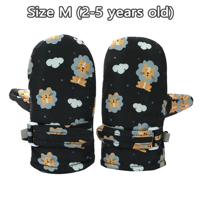 Kids Winter Ski Gloves - Waterproof Cartoon Mittens for Boys & Girls Age 4-6