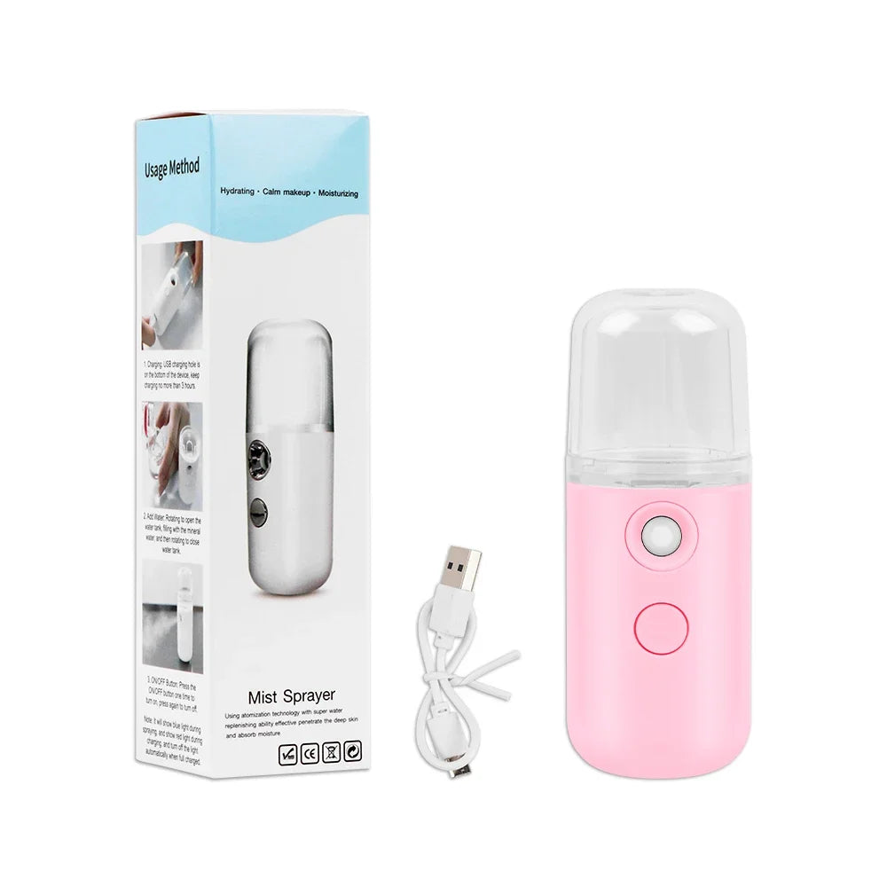 Mini Portable Humidifier Nano Mister Facial Steamer Device Beauty Spray Hydrating Apparatus Cold Spray Apparatus Rechargeable