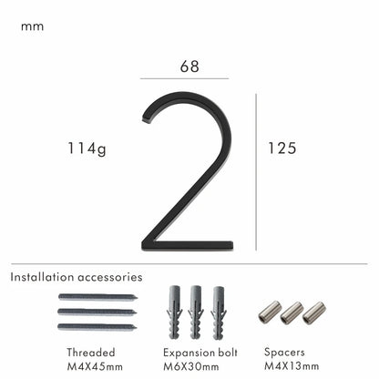 Nurlin 5 inchs 125mm Luxury Address Big House Numbers Modern Gold Black Silver Floating Signage Outdoor Digits Mailbox Sign