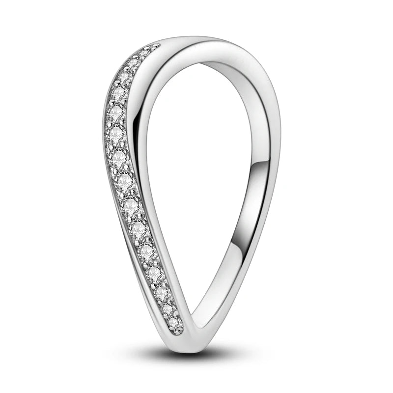 925 Sterling Silver Sparkling Zircon Ring - Classic Stackable Wedding Band for Women