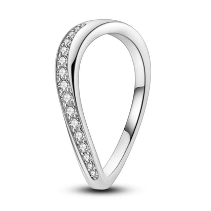 925 Sterling Silver Sparkling Zircon Ring - Classic Stackable Wedding Band for Women