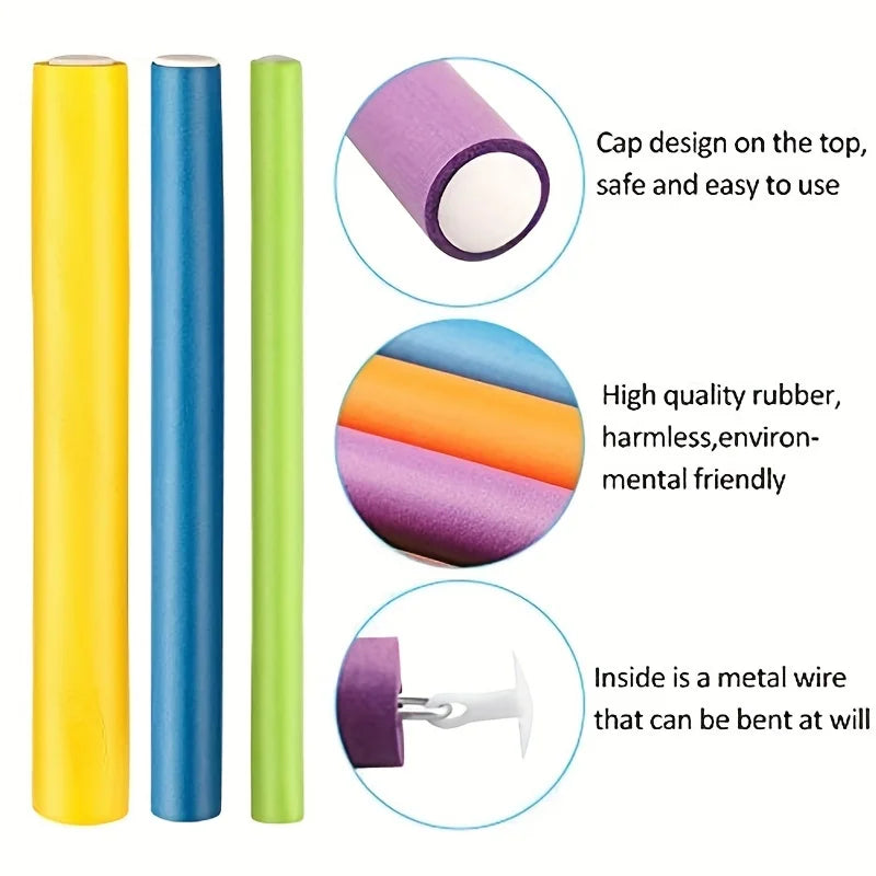 42pcs Soft Foam Heatless Curlers for Easy, No-Damage Long Hair Curls