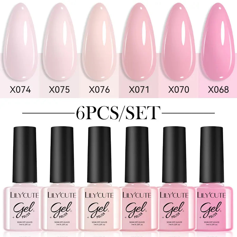 LILYCUTE 6-teiliges Set 7 ml Gel-Nagellack der Kaffeeserie, 125 Farben, Maniküre, semi-permanent, Soak-Off, UV-Nagelkunst-Gellack