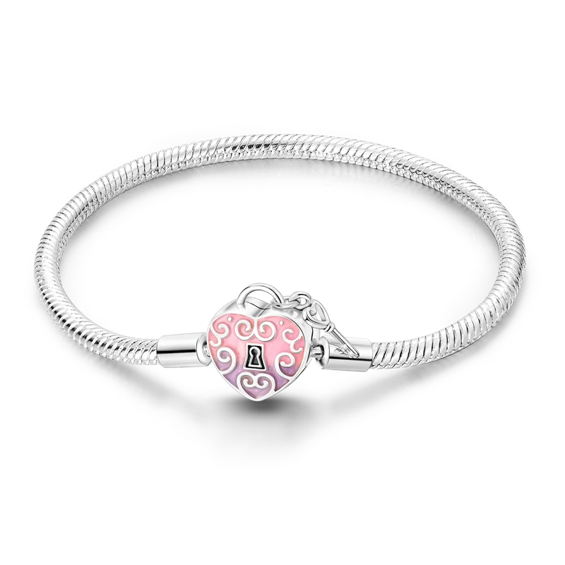 925 Sterling Silver Charm Bracelet - Leaf, Clover, Butterfly & Heart Design | 17-20cm Adjustable