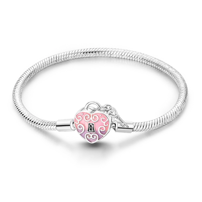 925 Sterling Silver Charm Bracelet - Leaf, Clover, Butterfly & Heart Design | 17-20cm Adjustable