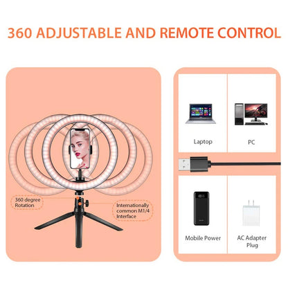 26/33cm LED Selfie Ring Lighting Light Dimmable Photographic Selfie Ring Lamp USB Remote Control Fill Light For Phone Video Live