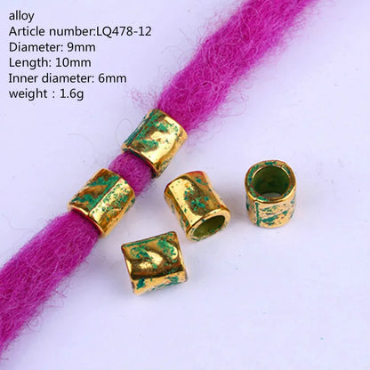 5 Pcs Antique Silver Hair Braid Dread Dreadlock Beads Cuffs Tuber Approx 8mm Inner Hole for Hair Styling Accessories Tool