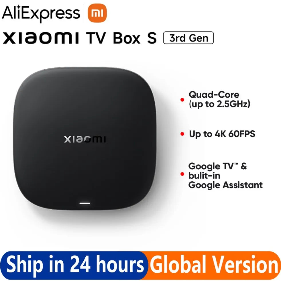 Global Version Xiaomi TV Box S 3rd Gen 4K Ultra HD 2G 32G WiFi BT5.2 Google TV Cast Netflix Smart TV Box Media Player 2025