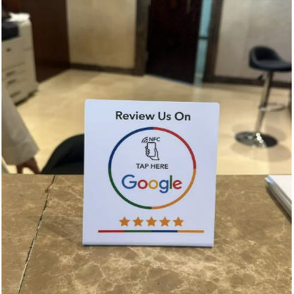 Programmable 13.56Mhz Google Standing Review Card NFC Station Table with Bending Stand for Google Review Display