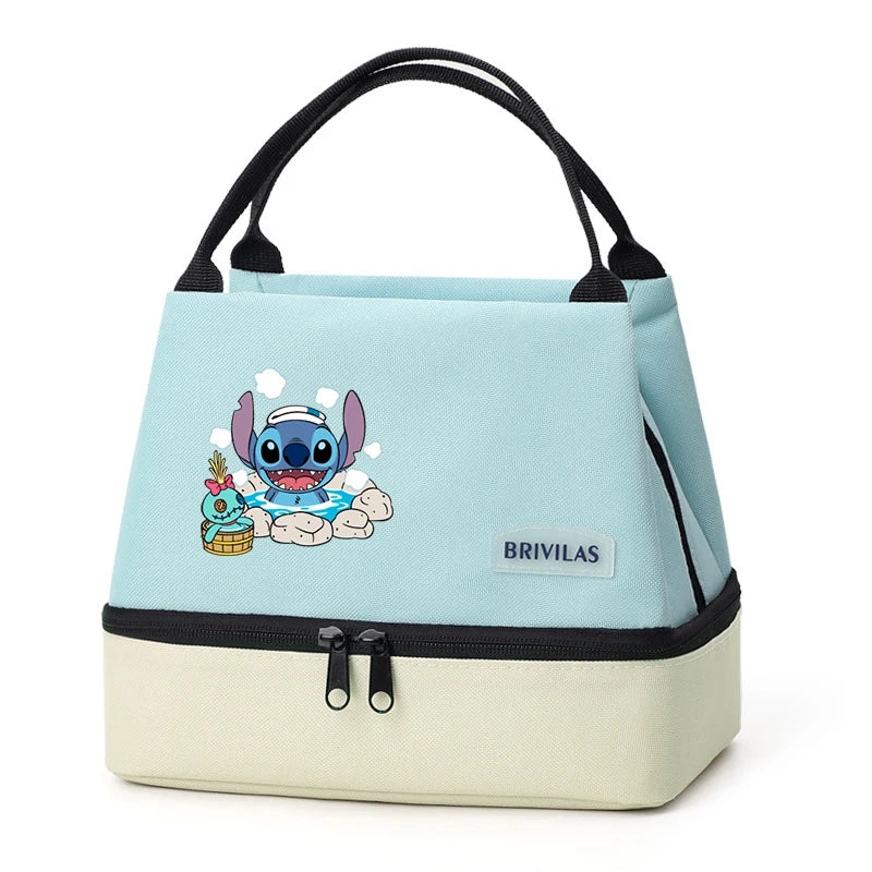 Isolierte Lunchtasche von Stitch, tragbare Aufbewahrungstasche für Lunchboxen, faltbare, isolierte Kühltasche, ideal für Büro, Schule und Picknick