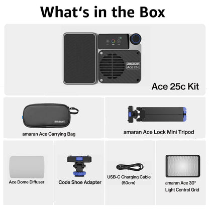 amaran Ace 25c Pocket RGBWW LED Light Full-Color Mini Video Light 2300K-10000K 4500mAh Battery with PD Fast Charging for TikTok