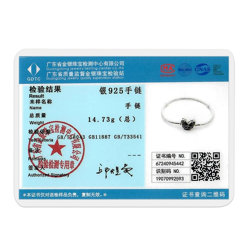 925 Sterling Silver Charm Bracelet - Leaf, Clover, Butterfly & Heart Design | 17-20cm Adjustable