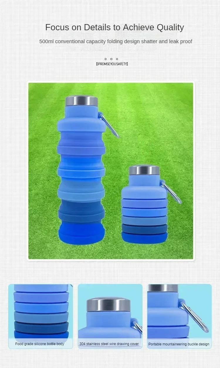 New Portable Silicone Water Bottle Retractable Folding Coffee Bottle Cups E Outdoor Travel Tools Collapsible Sport Bottles